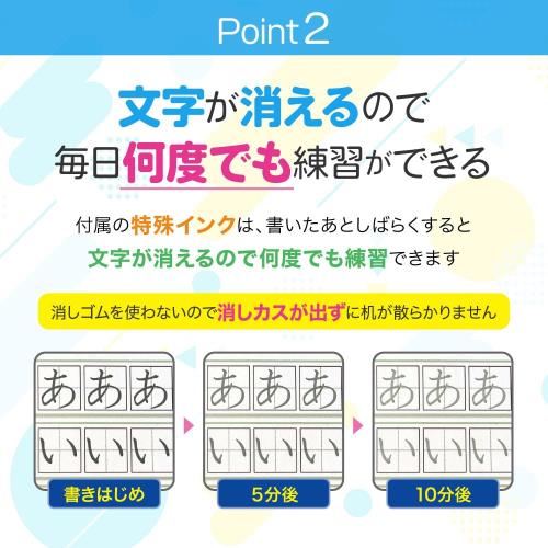 ひらがな みぞなぞり 習字ボード カタカナ 平仮名＋片仮名 繰り返し練習ボード 知育玩具 書き順付練習シート ドリル 16枚（男の子）_3