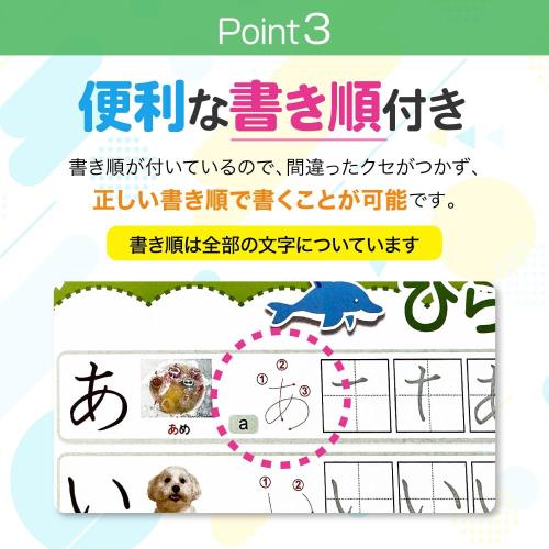 ひらがな みぞなぞり 習字ボード カタカナ 平仮名＋片仮名 繰り返し練習ボード 知育玩具 書き順付練習シート ドリル 16枚（男の子）_4