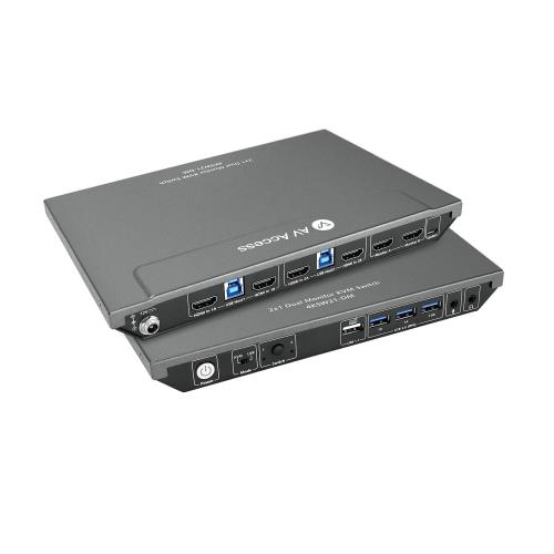 AV Access KVMスイッチ 2入力2出力モ ニター2 台、コンピューター2 台、USB4 個、EDID、ホットキースイッチ、独立したPCコントロール、4K@60Hz HDMIデュアルモニター、1 台または2 台のPCを同時に表示、Dell HP Shareシングルキーボードマウス用