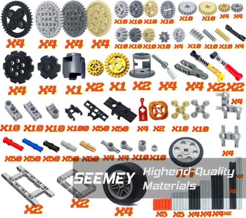 844ピース テクニックパーツ ギア 車軸セット ブロック、ホイール チェーンリンクピン コネクタージョイント トラックタンク ホイール ショックアブソーバー ステアリングシャフト Moc STEM ROBOT DIY用_2