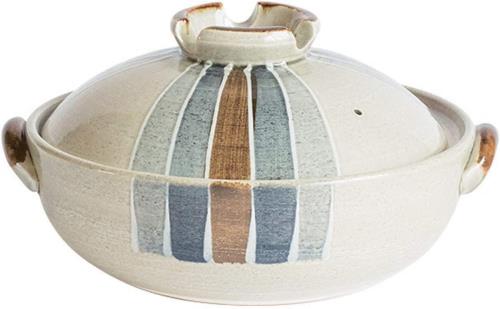 耐熱 耐久性を持つ 四日市の伝統工芸品である 萬古焼 土鍋 8号サイズ 2〜3人用 直径25cm 容量2300ml 白地に十草模様 シンプルなデザイン 割れにくい 遠赤効果で食材のおいしさを引き出します 日本製 エンヴェールヘルック