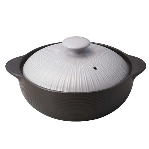 三陶 サーマテック IH・直火両用 土鍋 8号 2-3人用 2200ml 電子レンジ オーブン 直火 IH対応 ライトグレー 18436