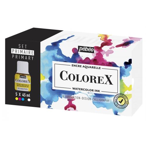 ペベオ (Pebeo）カラーインク （水性アルコール）ＣＯＬＯＲＥＸ ４５ｍｌｘ５色 プライマリーセット