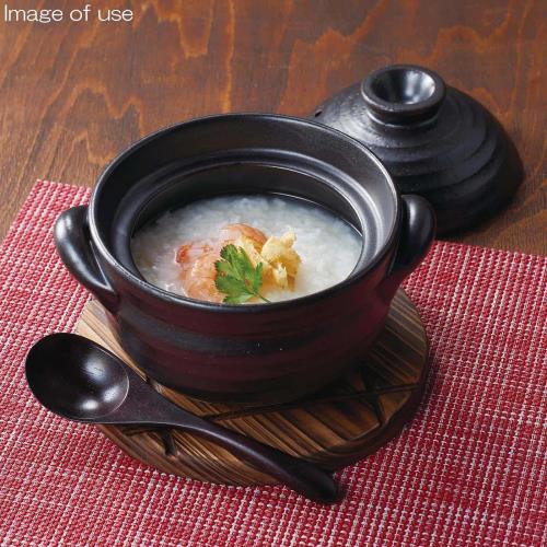 三陶(Santo) 萬古焼 雑炊鍋 約16cm 直火 OK 黒釉 黒 日本製 18390_2