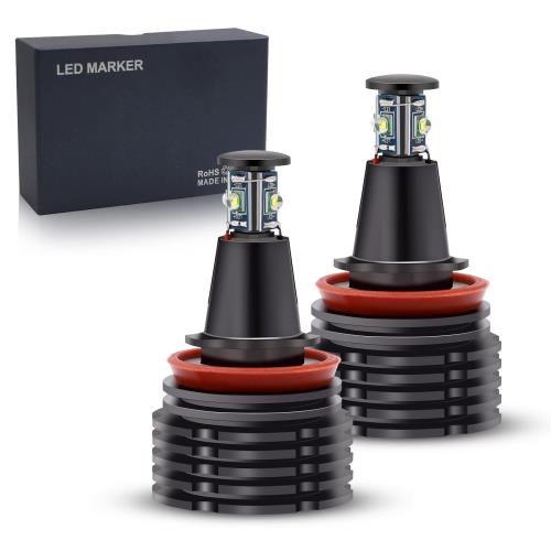 H8 LED イカリング バルブ LEDバルブ 対応 E60 E61 E90 E92 E70 E71 E82 E89 適用 爆光 6500k キャンセラー 防水IP67 純正交換バルブ 40ｗホワイト セット 2個入