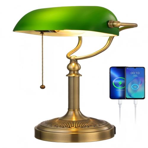 Newrays グリーン USB 高速充電バンク テーブル ランプ ジッパー スイッチとプラグ器具付き