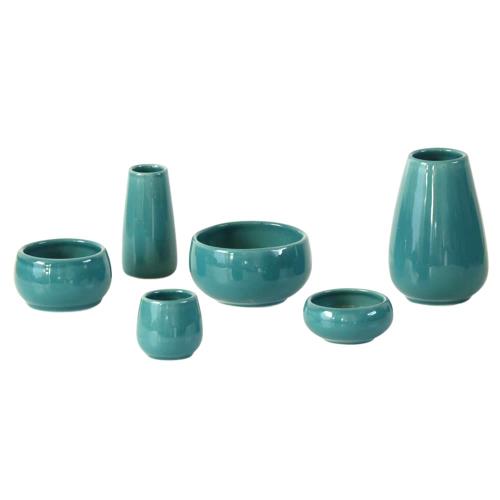 陶器仏具 「もみじ」 6具足セット ミニ仏壇に最適 (ターコイズ)_1