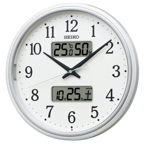 セイコークロック(Seiko Clock) 掛け時計 電波 アナログ カレンダー温度 湿度 表示 白パール 直径290×50mm KX276W