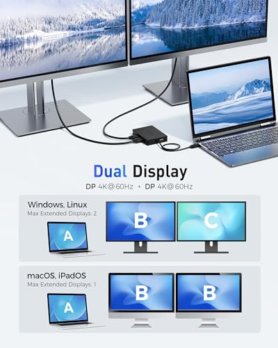 Cable Matters 8-in-1 ポータブル 40Gbps USB4 ハブ USB 4 ドック デュアル DisplayPort 4K@60Hz 単一 DisplayPort 8K@60Hz 100W PD ギガビットイーサネット XPS/Surface Pro/iPad Pro Thunderbolt 4 対応_3
