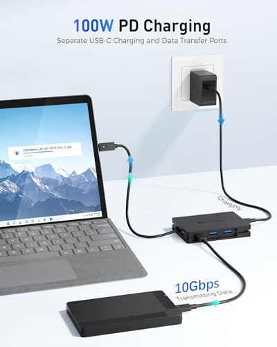 Cable Matters 8-in-1 ポータブル 40Gbps USB4 ハブ USB 4 ドック デュアル DisplayPort 4K@60Hz 単一 DisplayPort 8K@60Hz 100W PD ギガビットイーサネット XPS/Surface Pro/iPad Pro Thunderbolt 4 対応_4