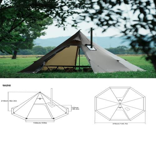 ホットテント ストーブジャック付き キャンプテント ウィンターテント 4シーズンテント 3~4人用 4ポンド キャンプ/家族/ハイキング/ハンティング/釣りに 防水 防風 軽量_1