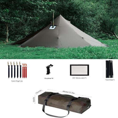 ホットテント ストーブジャック付き キャンプテント ウィンターテント 4シーズンテント 3~4人用 4ポンド キャンプ/家族/ハイキング/ハンティング/釣りに 防水 防風 軽量_2