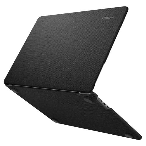 Spigen Macbook Air 15インチ ケース M4, M3(2025/2024年) / MacBook Air 15インチ M2 A2941 (2023年) ハードシェル、プレミアムファブリックスリーブ アーバンフィット ACS06958 (ブラック)