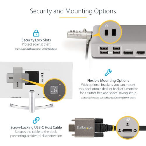 StarTech.com ドッキングステーション USB-C接続 2画面 4K60Hz 85W 7x USBハブ LAN Windows 101N-USBC-DOCK_6
