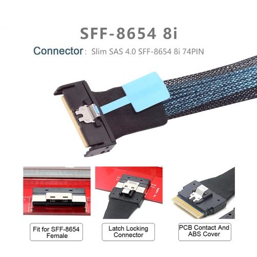 xiwai MCIO SFF-8654 SAS 4.0 74ピン オス - PCI-E スリムライン 8i 74ピン オス PCI-E 5.0 ミニ クール エッジ IO エクステンダー ケーブル 1.15 フィート_5