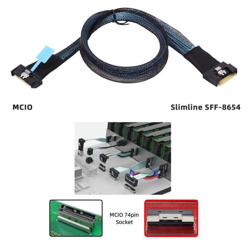 xiwai MCIO SFF-8654 SAS 4.0 74ピン オス - PCI-E スリムライン 8i 74ピン オス PCI-E 5.0 ミニ クール エッジ IO エクステンダー ケーブル 1.15 フィート_6