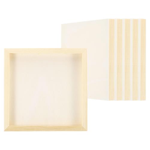 PATIKIL 8×8 木製パネルボード 6個セット未完成 正方形アート木製キャンバスパネルペイントボード DIYクラフトペイント用 木色