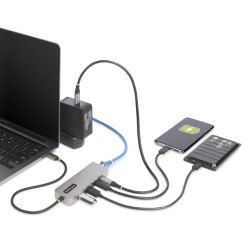 StarTech.com USB-Cハブ／3ポート／2x USB-A + 1x USB-C／USB 3.2 Gen 2／100W PDパススルー／有線LAN／高速転送 充電 軽量モデル 10G2A1C25EPD-USB-HUB_6