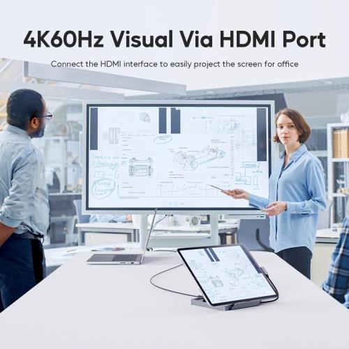 PULWTOP 9 in 1 iPad ドッキングステーション USB-C ハブ 折り畳み式 タブレットスタンド HDMI 4K@60Hz +SSDスロット付 (SSD含まれない) + USB-C 3.2 + USB-A 3.2 10Gbps + USB-A 2.0 + SD/TF + 3.5mmイヤホンジャック + PD 100W入力 iPad Pro Air用_3