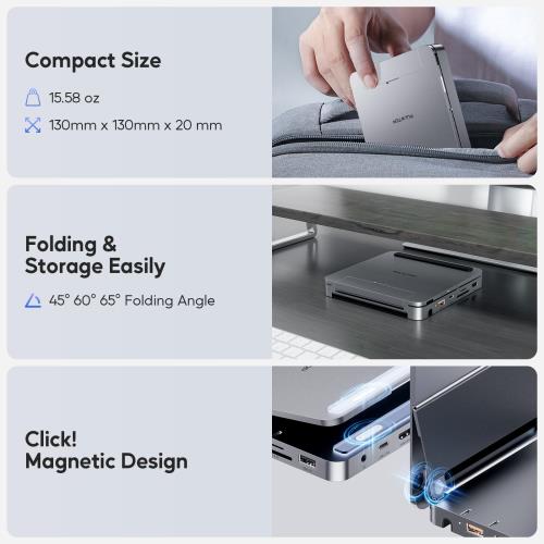 PULWTOP 9 in 1 iPad ドッキングステーション USB-C ハブ 折り畳み式 タブレットスタンド HDMI 4K@60Hz +SSDスロット付 (SSD含まれない) + USB-C 3.2 + USB-A 3.2 10Gbps + USB-A 2.0 + SD/TF + 3.5mmイヤホンジャック + PD 100W入力 iPad Pro Air用_6