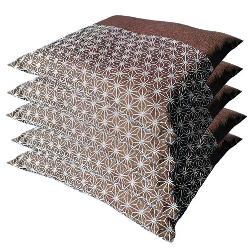 座布団カバー 59 63 5枚 セット 八端判 Aしじら麻 ブラウン 59x63 日本製 綿 100% しっかり 生地 5枚組