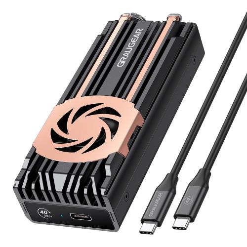 USB4超高速GRAUGEAR USB 4.0 NVMe M.2 SSD 外付けケース Thunderbolt 4/3対応 40Gbps USB4 SSD ケース アルミ製 高放熱 M.2 SSD 外付け エンクロージャ 二つの純銅のヒートパイプ 内蔵冷却ファン付き ASM2464PDチップ対応 [G-M2U4-40G-F]