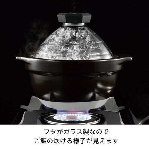 HARIO(ハリオ) フタがガラスのご飯釜 2~3合 中身が見える 耐熱ガラス 