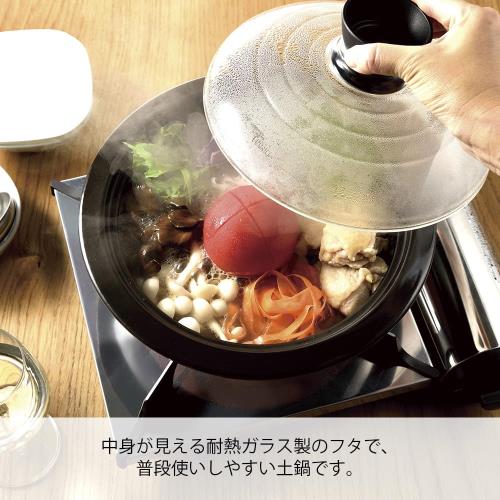 HARIO(ハリオ) フタがガラスの 土鍋 9号 3000ml 中身が見える 耐熱ガラス 陶器 日本製 GDN-255-B-W_1