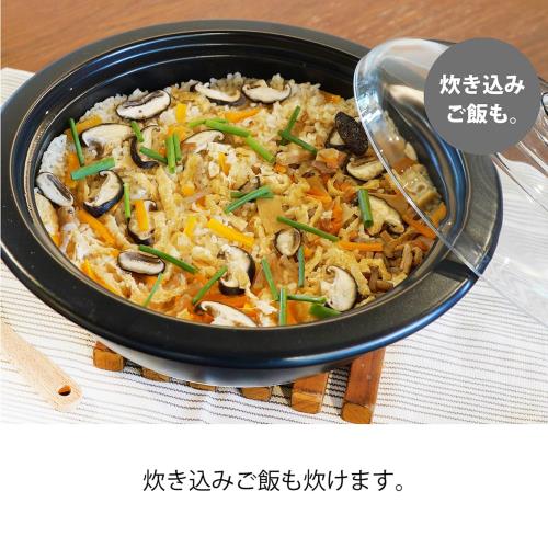 HARIO(ハリオ) フタがガラスの 土鍋 9号 3000ml 中身が見える 耐熱ガラス 陶器 日本製 GDN-255-B-W_2