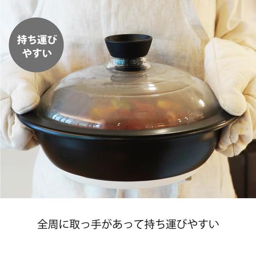 HARIO(ハリオ) フタがガラスの 土鍋 9号 3000ml 中身が見える 耐熱ガラス 陶器 日本製 GDN-255-B-W_3