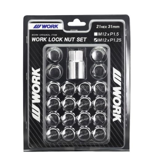 WORK(ワーク) ロックナットセット 20個入り (ナット16個/ロックナット4個) 21HEX M12×P1.25 クローム 全長31mm スチール製 240256