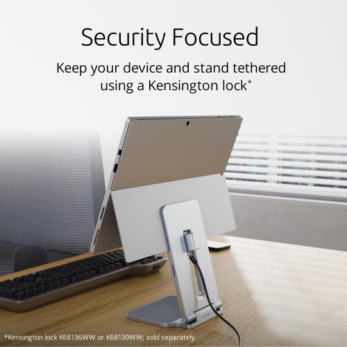 Kensington (ケンジントン) 昇降式スタンド 調節可能 デスク用サーフェススタンド オンスキッド タブレットホルダー Surface Pro用 シルバー (K58277WW)_5