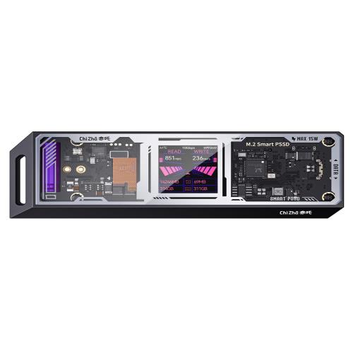 DOCKCASE  CHIZHA M.2 NVMe SSDケース USB 3.2 Gen 2 Type-C (10 Gbps) IPS液晶ディスプレイと10秒 電源保護(PLP) 2230/2242/2260/2280サイズのNVMe PCIeに対応するnvme ハードディスクケース(黒)