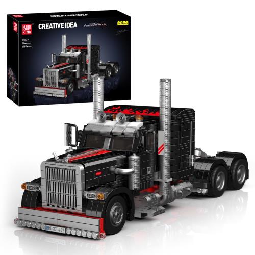 Mould King 10037 Technik技術アメリカトラック黒自動車模型積み木セット、創意科学技術トラック積み木セット自動車模型、子供/大人/コレクションに適している（1797+件）