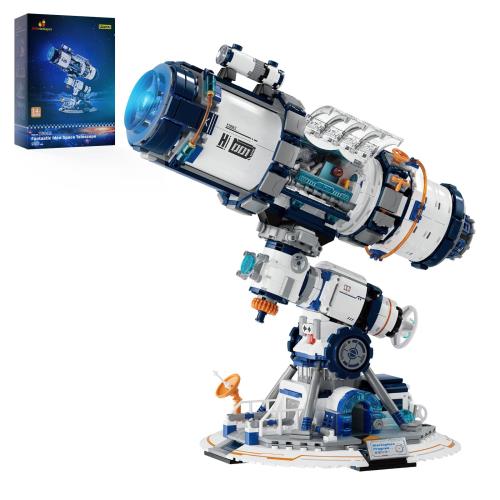 JMBricklayer 宇宙望遠鏡のおもちゃ 組み立てセット ライト付き 宇宙探査モデル 70009、クールな宇宙星球 ブロックおもちゃ 宇宙をテーマにしたギフトアイデア 8歳以上の男の子 女の子 大人向け、宇宙愛好家の宇宙探査望遠鏡モデルキット (995ピース)