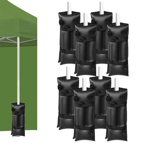 ウェイトバッグ テント 重り 4個セット大容量 タープテント用 バンドテープ付き 注水タイプ マルチウェイト 屋外 重し袋 ワンタッチタープ ビーチパラソル 万能ウェイト (ブラック*8set)