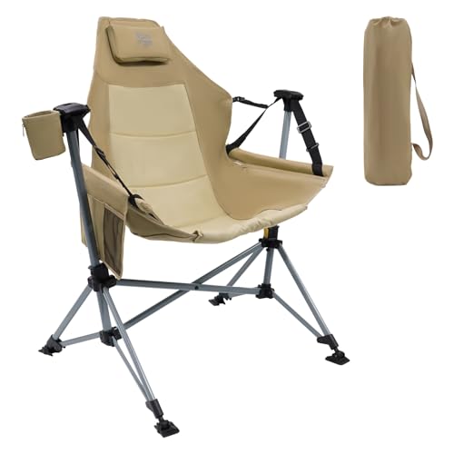 TIMBER RIDGE ハンモックチェア アウトドア チェア リクライニング 耐荷重180kg オートロック機能 ゆらゆら 自立式 折りたたみ ロッキングチェア キャンプ 屋外 室内 バーベキュー