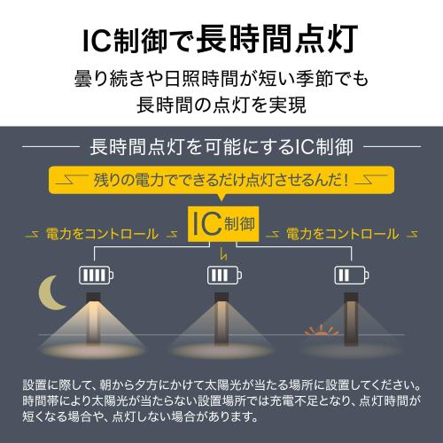 タカショー ソーラーライト 屋外 ExLights ソーラーポールライト CUBE ダークグレー 防犯 センサーライト 屋外 明るい 長時間点灯 アプローチ ABS樹脂、ポリカーボネート LGS-EL01_4