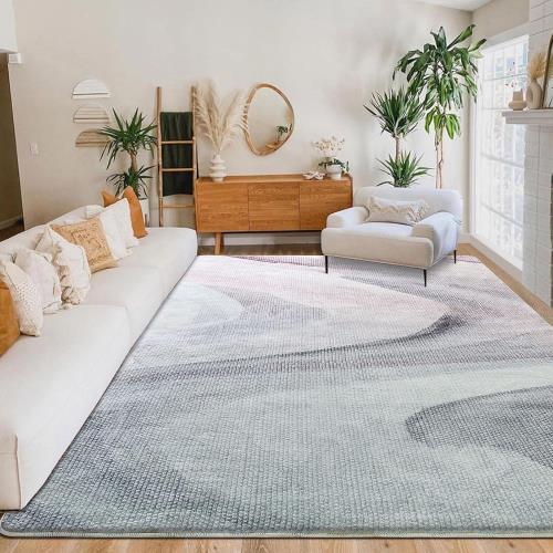 Calore カーペット ラグ ラグマート 絨毯 北欧 模造カシミヤ 防ダニ 抗菌 防臭 滑り止め 幾何学模様 耐久性 長方形 ホットカーペット 冷房対応 オールシーズン (グレー/ピンク, 200x250cm)