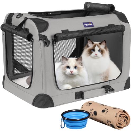 Petprsco ペットケージ 犬ケージ 猫 キャリー 犬用クレート 折りたたみ 頑丈耐久 変形しない 通気性 大容量『室内休憩、車載、旅行、通院、防災避難、キャンプに大活躍！』大型猫用・猫が2匹・小型犬 13kgまで