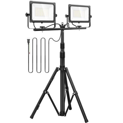 Akitoe LED投光器 作業灯 ledワークライト 100W 16000LM高輝度 三脚付きスタンドライト 100V 5Mコード アース付きプラグ 広角180度 昼光色 長寿命 防水IP67 集魚灯 防犯灯 駐車場灯