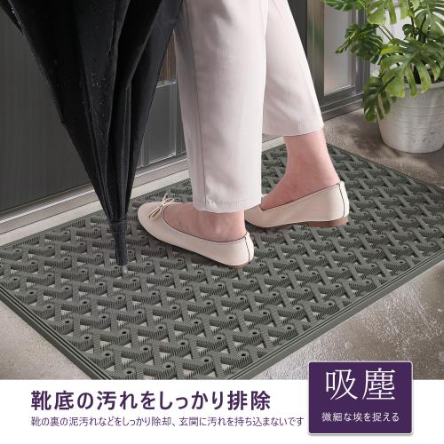 DEXI 玄関マット 屋外 泥落とし 泥抜け 滑り止め 排水 耐久性 無地 シンプルデザイン 凸凹 雨の日 雪 家庭用 業務用 ドアマット ゴムマット ラバーマット バルコニー 工場 店舗 61ｘ91cm グレー