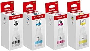純然たる品色合い4色仕かけるキヤノン GI-36 インキ壜 4色仕かける (GI-36BK/C/M/Y) 相応う機種：GX7030/GX6030/GX5030/GX4030