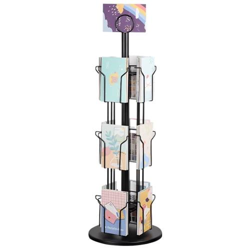 KASABULAC マガジンディスプレイスタンド ポストカードラック 回転ポストカードディスプレイ グリーティングホリデーカードラック 多機能CDポストカードラック 回転グリーティングカードラック