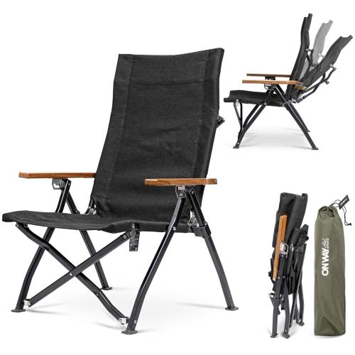 Simplemeアウトドア ローチェア リクライニング3段階キャンプ椅子リクライニングローチェア耐荷重120KG 20Aキャンバスシートアルミ合金フレーム折りたたみな収納袋付き(ブラック)