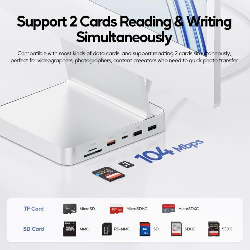 PULWTOP 11 in 1 USB C ハブ iMac 24インチ 2021 2023 2024用 iMac M1 M3 M4 アクセサリー USB Hub ハブ HDMI 4K, 2.5G イーサネット, M.2 SSD拡張 (SSD含まない), USB-C/A 3.2, USBC 2.0 7.5W出力, 2 x USB A 2.0, SD/TF, 3.5mmジャック (シルバー)_6