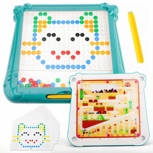 FlyCreat お絵描きボード マグネットボード おもちゃ - お絵かきボード モンテッソーリ 知育玩具 磁気ボード 磁気色と数字の迷路 色分類ゲーム お絵描き パターンパズル 指先遊び 色遊び 図案帳10枚 両面一体 教育用 脳トレ 子供向け 誕生日 プレゼント