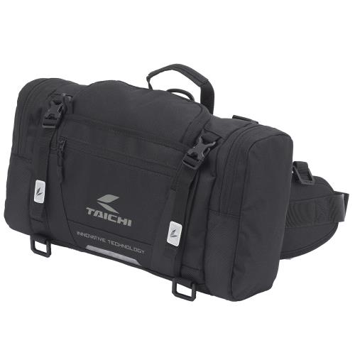 RSタイチ(RS TAICHI) バイク ボディバッグ ウエストバッグ ウエストポーチ 防水 大容量 ツーリング レインカバー付属 ヒップバッグ(L) RSB291 BLACK