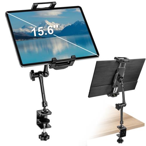 2025新登場Dosvsi 15.6インチ モバイルモニタースタンド 金属製のベースとアーム デスク用 タブレット スタンド 卓上 モニター台 安定 360度回転 横/縱/仰向け 取り付け容易 省スペース 厚いケースにも対応 6.1-15.6インチスマホ/タブレット/モバイルモニタ対応 iPad Pro 13 1