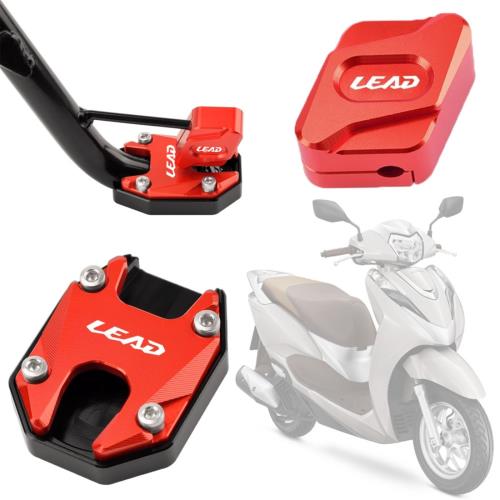 FOR リード125 LEAD125 lead 125 2021 2022 2023 2024 2025 オートバイ CNC ブラケットフットサイドブラケットエクステンションパッドサポートプレートサイドスタンド (レッド)